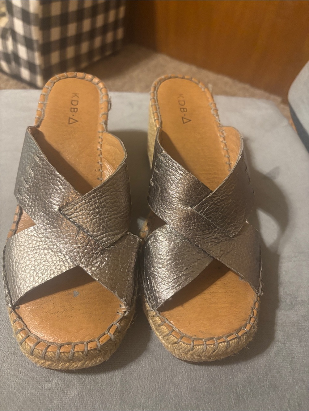 KDB Leather Crisscross Slide Sandals
